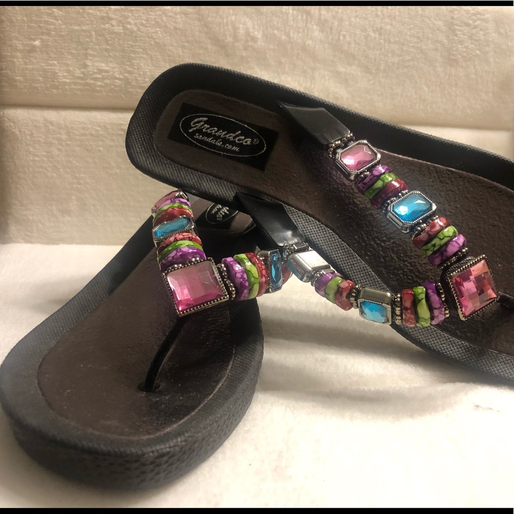 Grandco Sandals ~ Rainbow ~ Black Sole